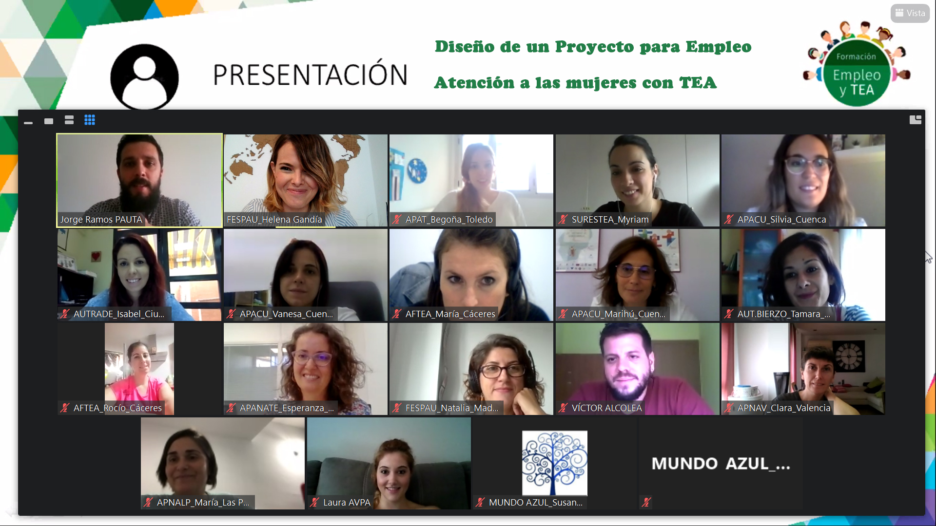 Primera sesión de formación de nuestro programa de empleo «Orientado servicios de Empleo para personas con TEA».