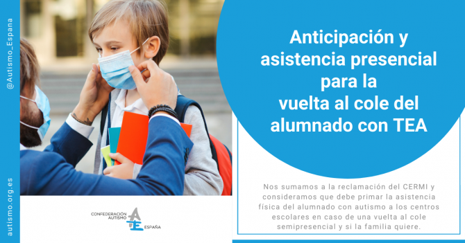 Anticipación y asistencia presencial para la vuelta al cole del alumnado con autismo