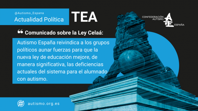 Autismo España reivindica a los grupos políticos aunar fuerzas para que la nueva ley de educación mejore de manera significativa las deficiencias actuales del sistema para el alumnado con autismo.