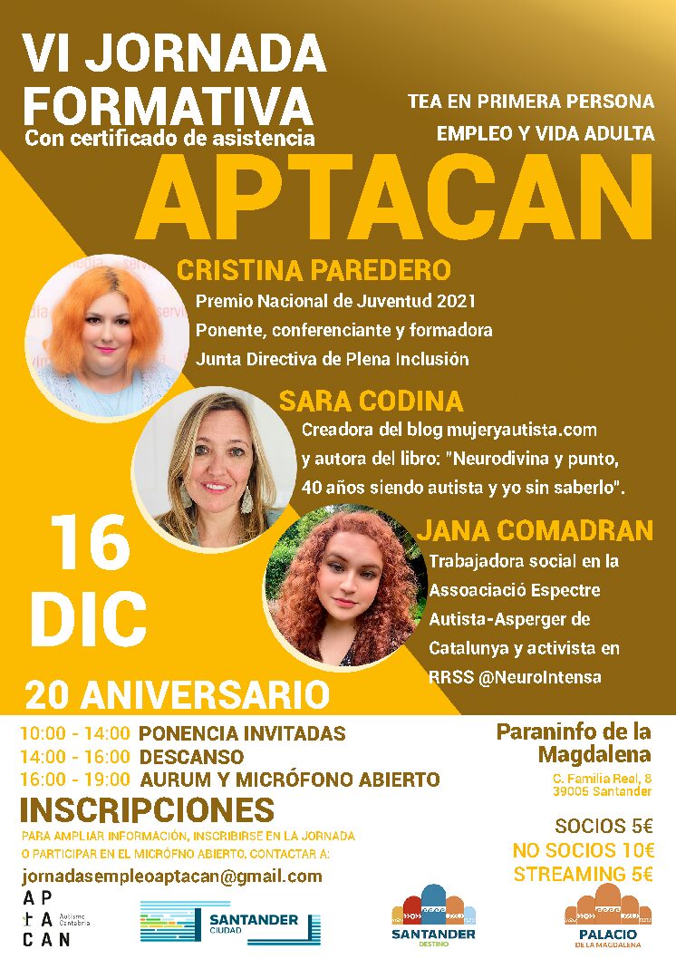APTACAN celebra su 20º Aniversario con la VI Jornada Formativa -TEA en primera persona: Empleo y Vida Adulta.