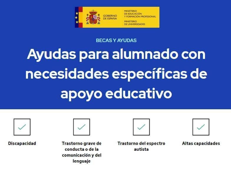 Ayudas y becas para alumnado con autismo concedidas por el Ministerio de Educación, Formación Profesional y Deportes.